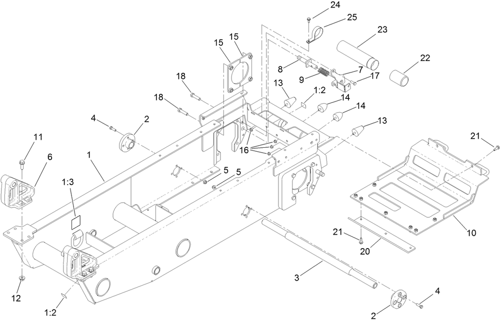 Frame Assembly Diagram and Parts List for 68138G 402100000 - 403090253 Toro Lawn Tractor Accessories