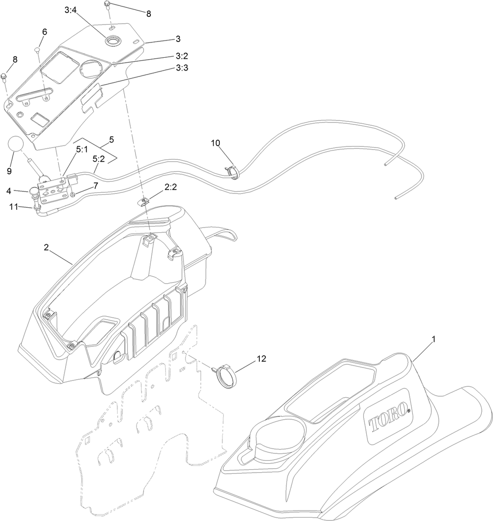 Console And Control Panel Assembly Diagram and Parts List for 74950 402100000-403247404 Toro Lawn Mower