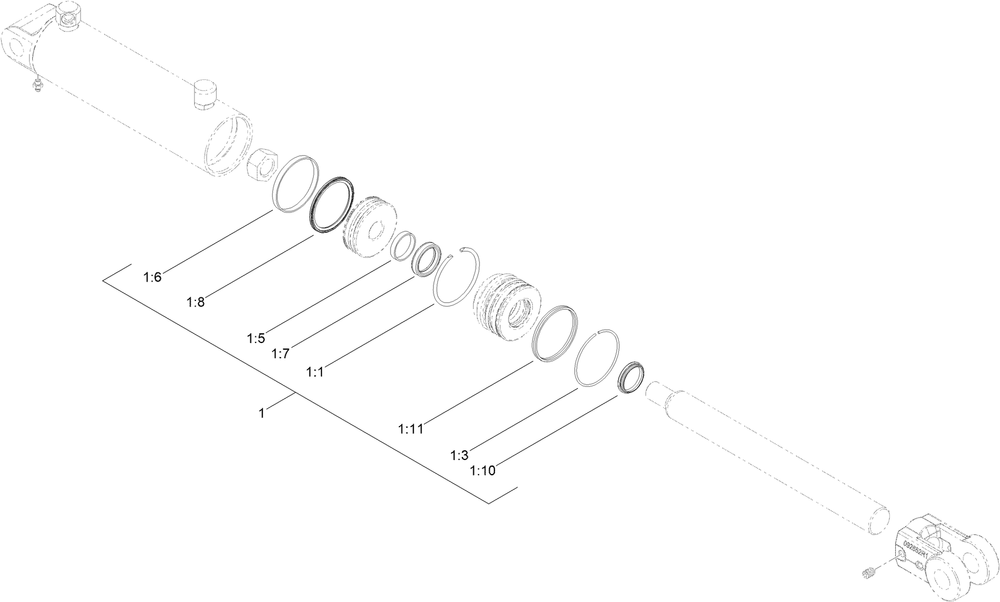 Hydraulic Cylinder Assembly No. 145-3202 Diagram and Parts List for 22352 412900000 - 999999999 Toro Lawn Tractor Accessories