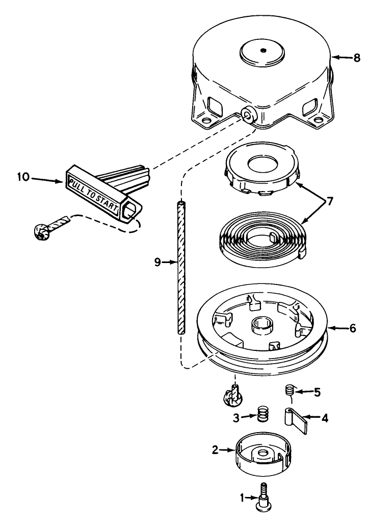 Rewind Starter No. 590537 Diagram and Parts List for 38165 9000001 - 9999999 Toro Snow Blower