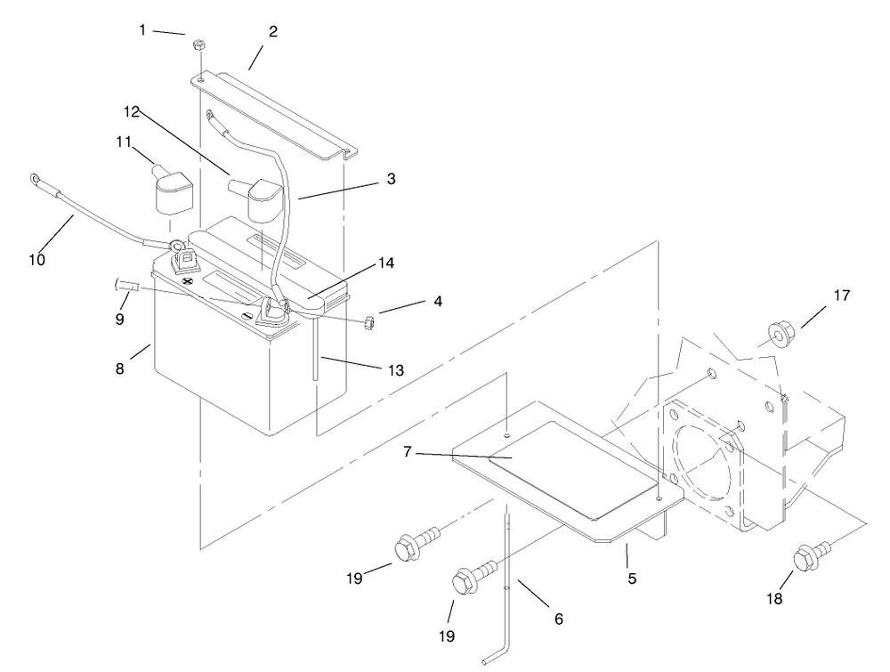 Battery Diagram and Parts List for 30192 790001 - 799999 Toro Lawn Tractor Accessories