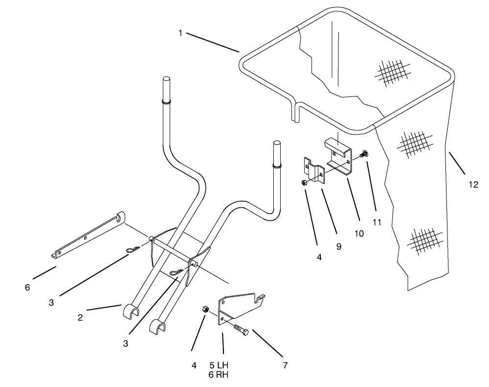 Bag & Frame Asm Diagram and Parts List for 79301 7900476 - 7999999 Toro Lawn Tractor Accessories