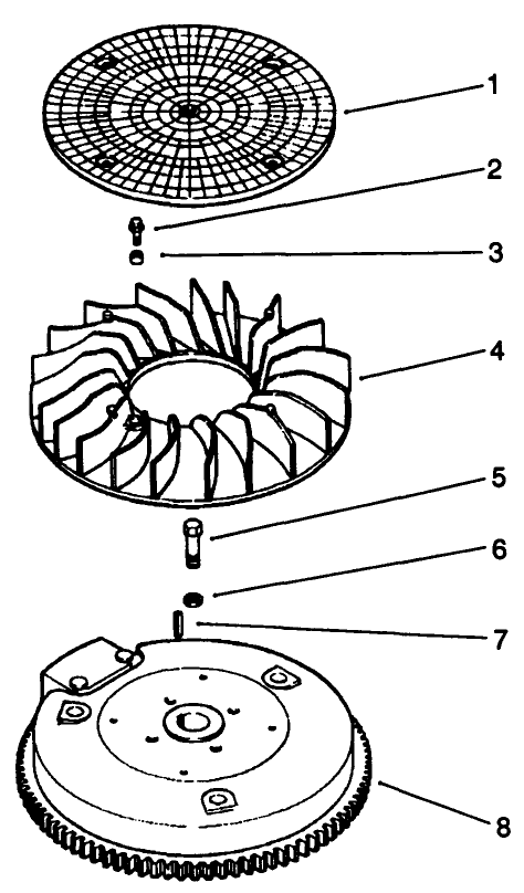Flywheel-Engine Model No. Mv18s-Type 58543 Diagram and Parts List for 30190 20000001 - 29999999 Toro Lawn Tractor Accessories