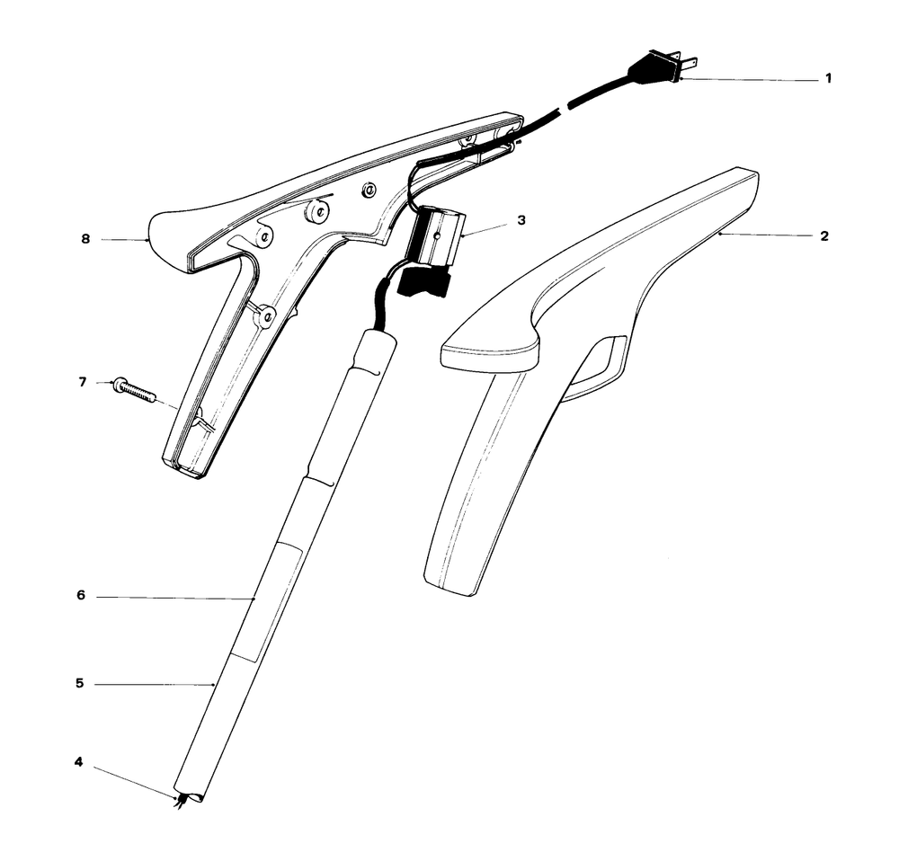 Handle Assembly Diagram and Parts List for 51225 0000001 - 0999999 Toro Trimmer