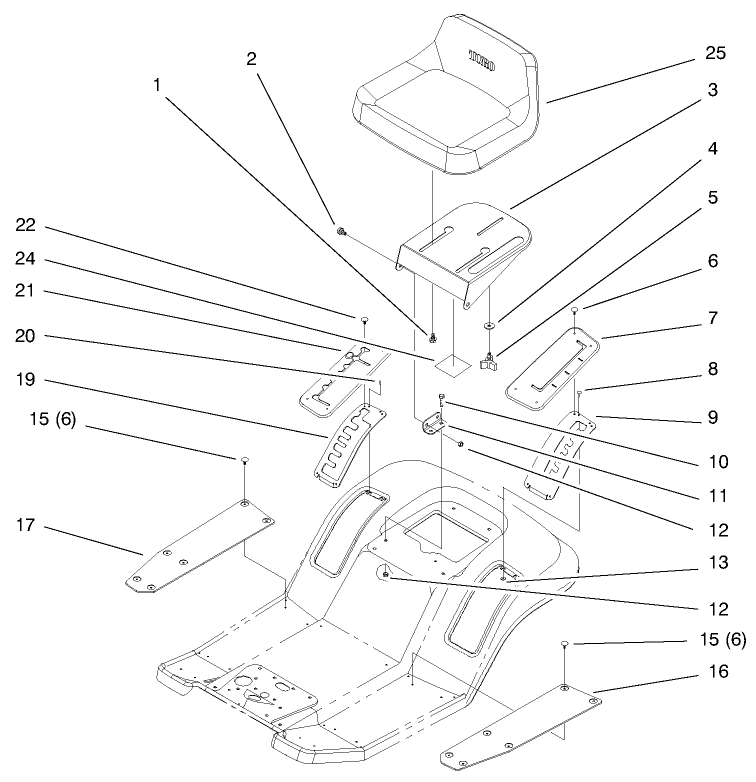 Seat Assembly Diagram and Parts List for 71208 7900001 - 7999999 Toro Lawn Tractor