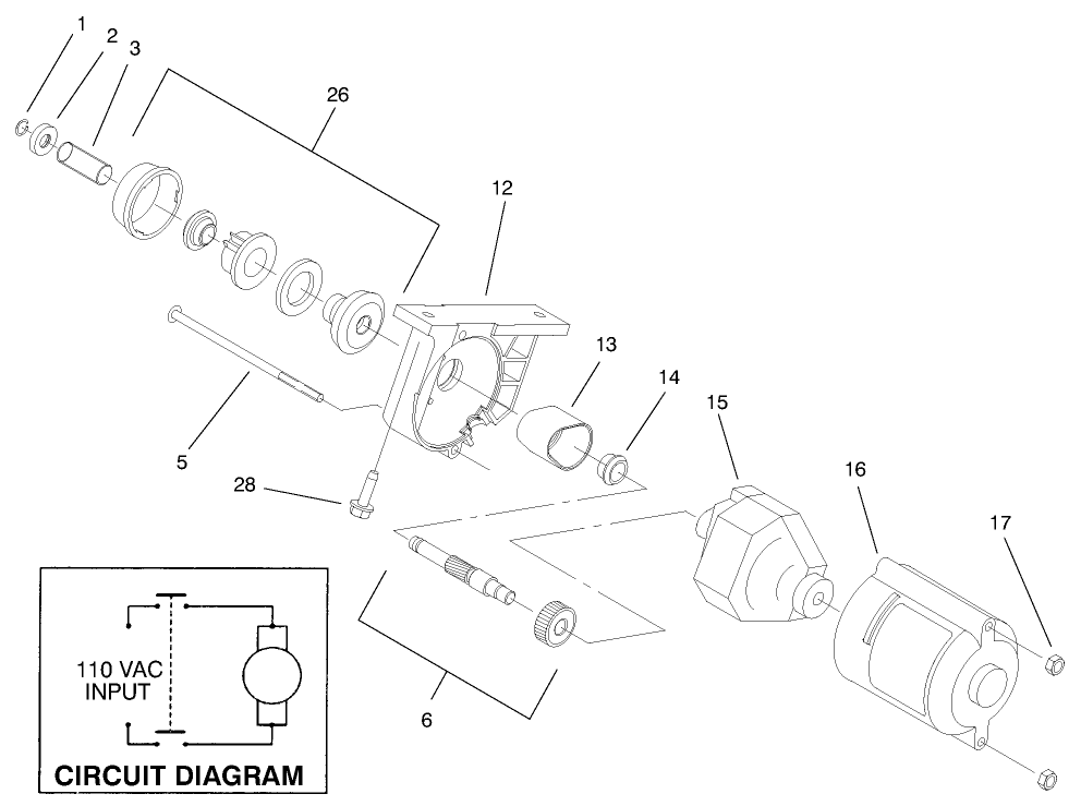 Starter Motor Assembly (Model No. 38435 & 38436) Diagram and Parts List for 38436 8900001 - 8999999 Toro Snow Blower