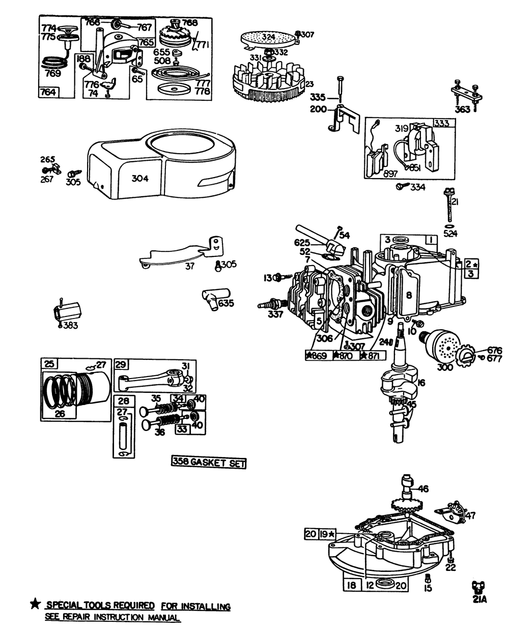 Engine Briggs & Stratton Model 92908-5205-01 Diagram and Parts List for 16330 4000001 - 4999999 Toro Lawn Mower