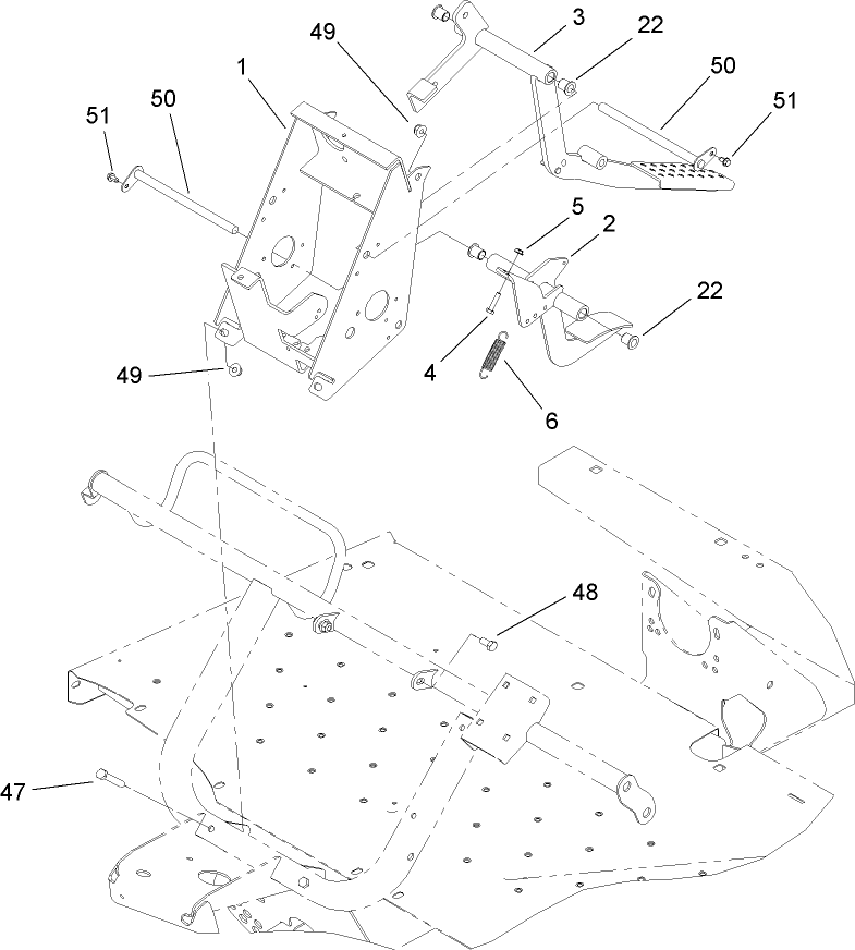 Pedal Assembly Diagram and Parts List for 12004TC 260000001 - 260999999 Toro Lawn Tractor