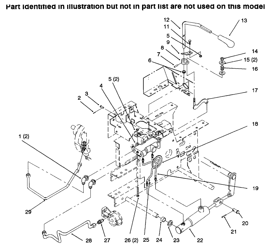 Hydraulic Lift System Diagram and Parts List for 73502 6900001 - 6999999 Toro Lawn Tractor