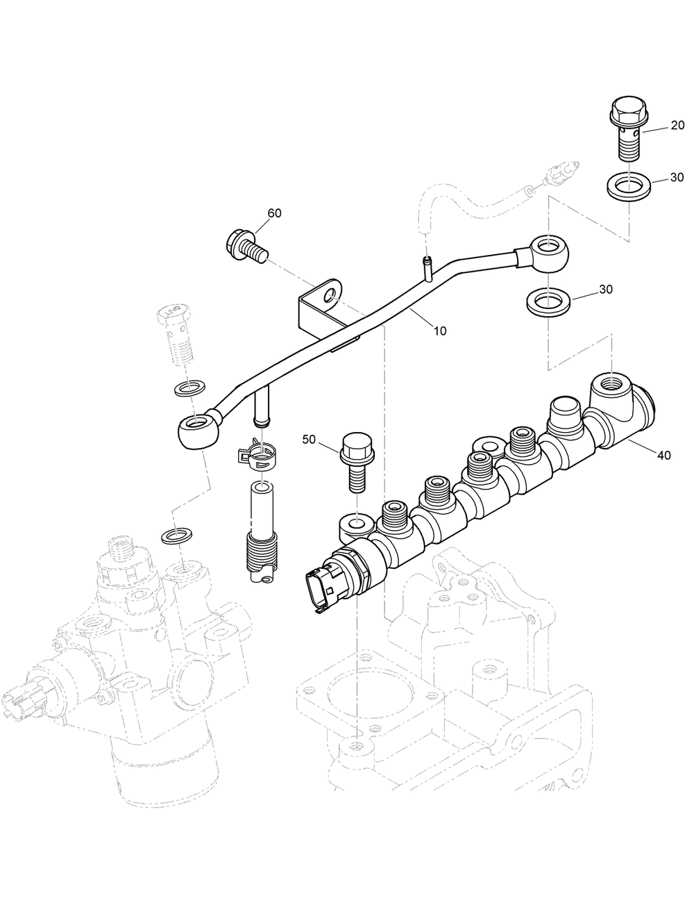 Common Rail Assembly Diagram and Parts List for 22530 414400000 - 999999999 Toro Lawn Tractor Accessories