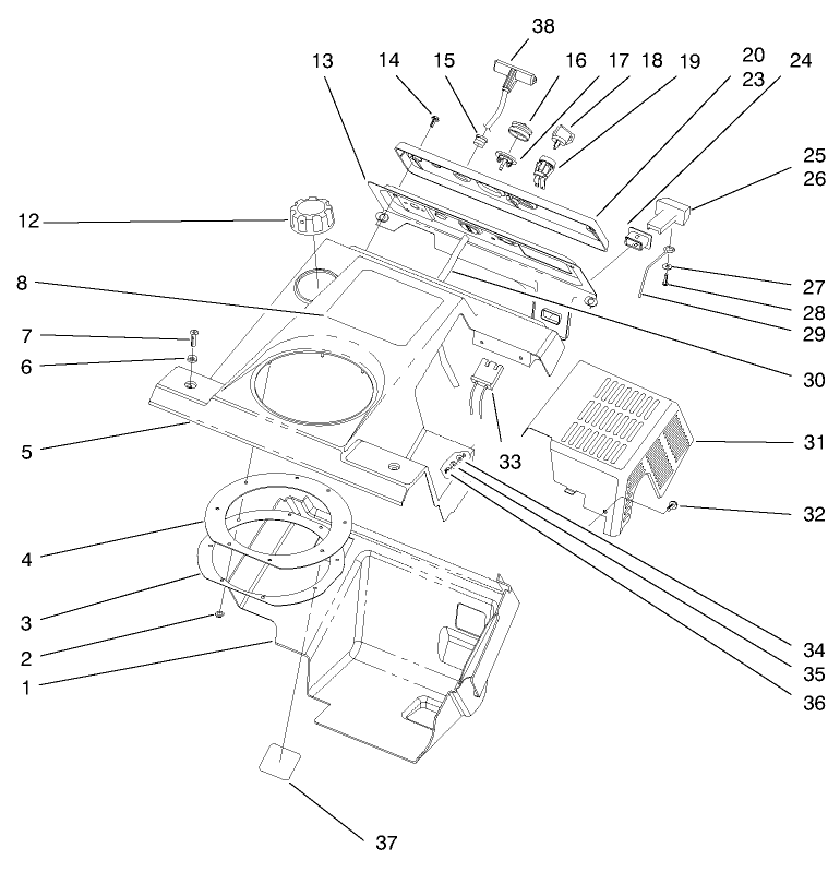 Shroud Assembly Diagram and Parts List for 38425 7900001 - 7999999 Toro Snow Blower