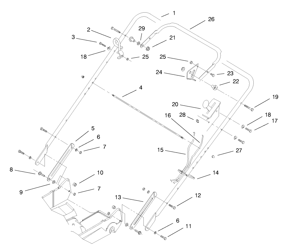 Handle Assembly Diagram and Parts List for 22160 8900001 - 8999999 Toro Lawn Mower