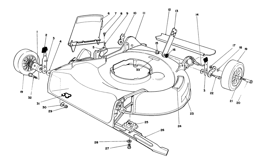 Housing Assembly Diagram and Parts List for 16340C 7000001 - 7999999 Toro Lawn Mower