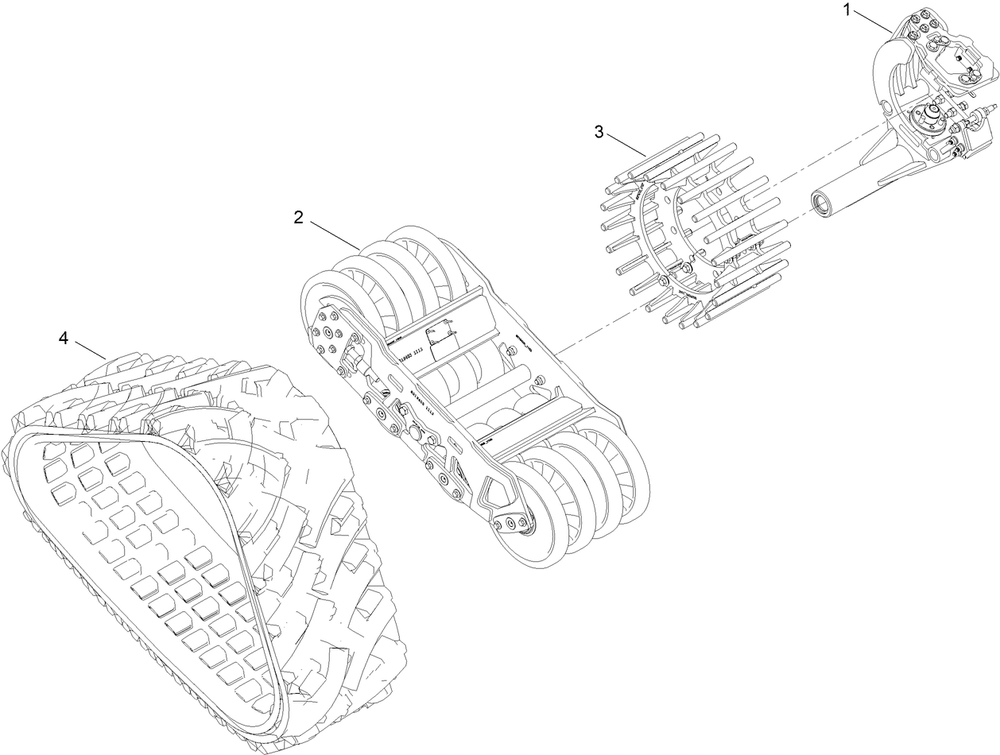 Front Left And Rear Right Track Assembly Diagram and Parts List for 25429E  Toro Lawn Tractor Accessories