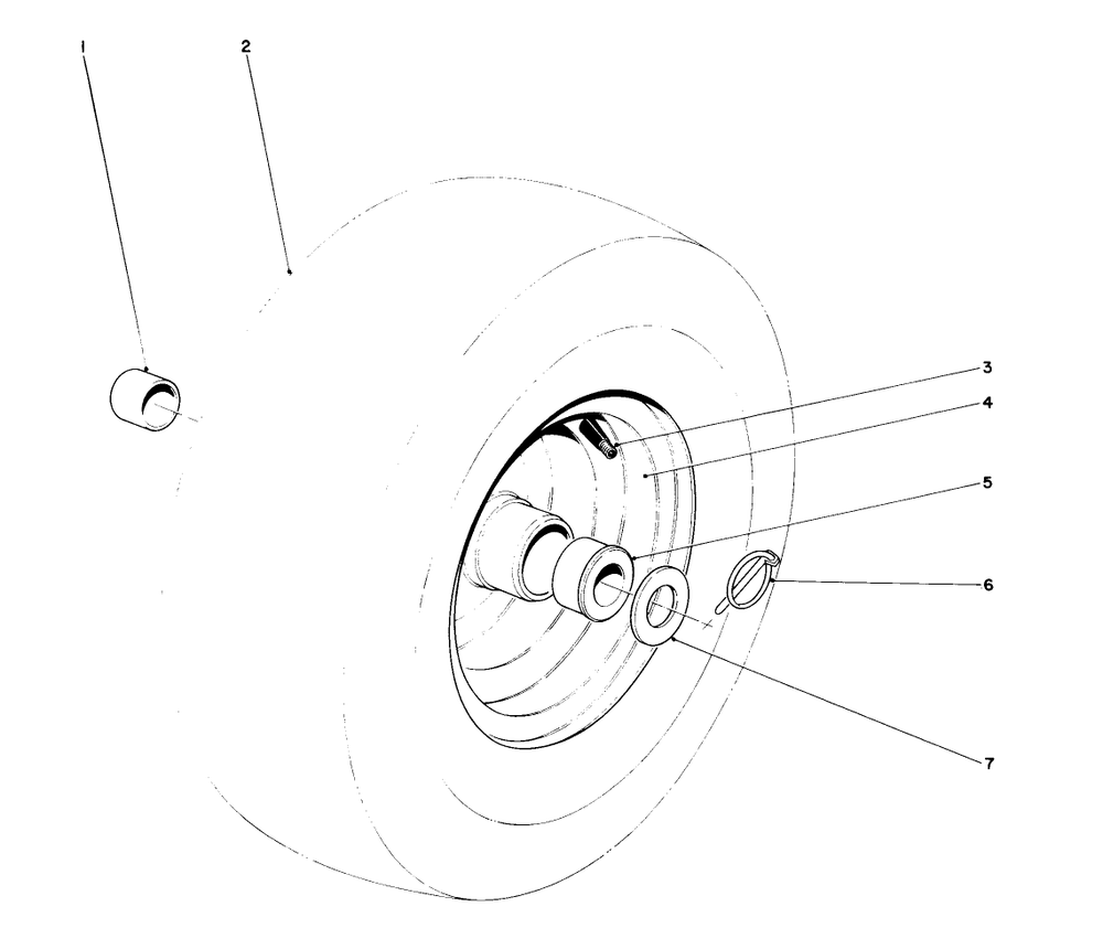 Wheel Assembly Diagram and Parts List for 38150 6000001 - 6999999 Toro Snow Blower
