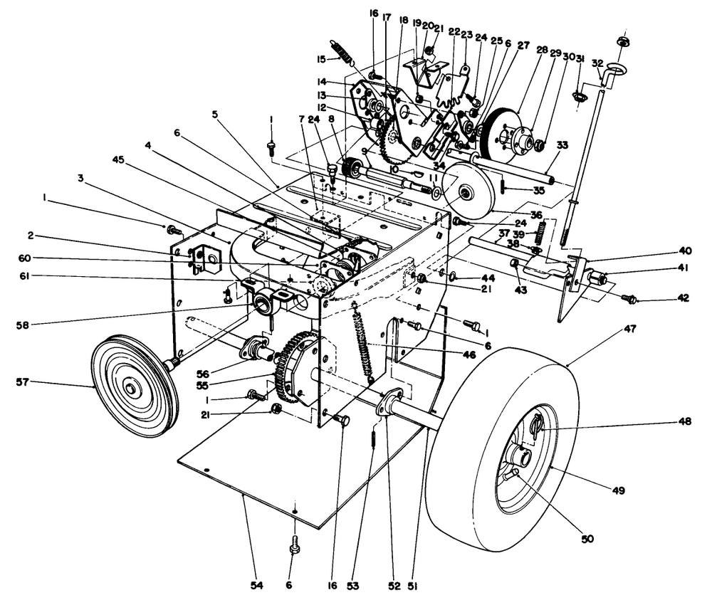 Traction Assembly Diagram and Parts List for 38054 2000001 - 2999999 Toro Snow Blower