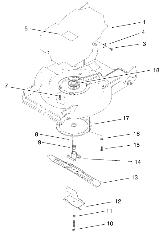 Engine & Blade Assembly Diagram and Parts List for 22171 9900001 - 9999999 Toro Lawn Mower