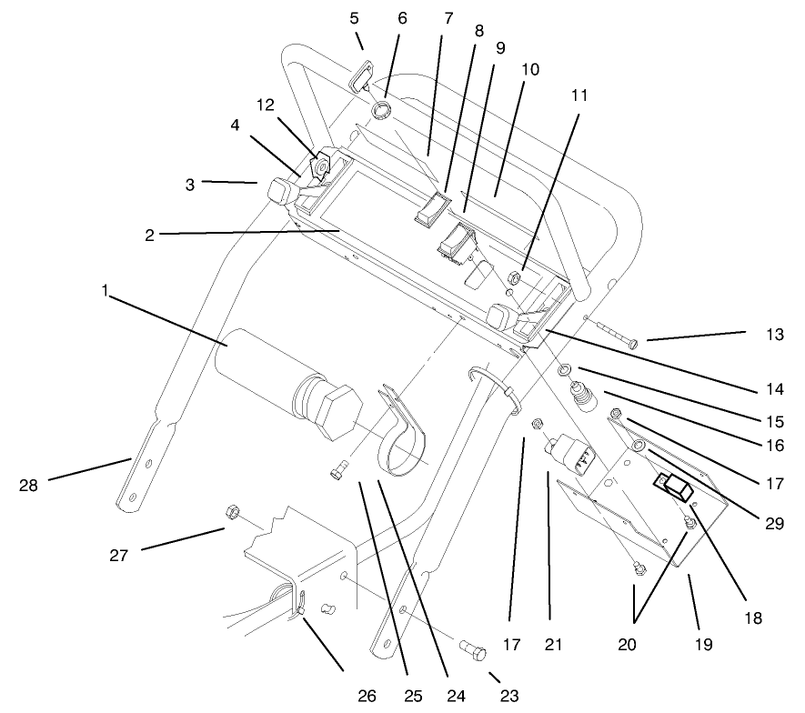 Handle Assembly Diagram and Parts List for 30182 690001 - 699999 Toro Lawn Tractor Accessories