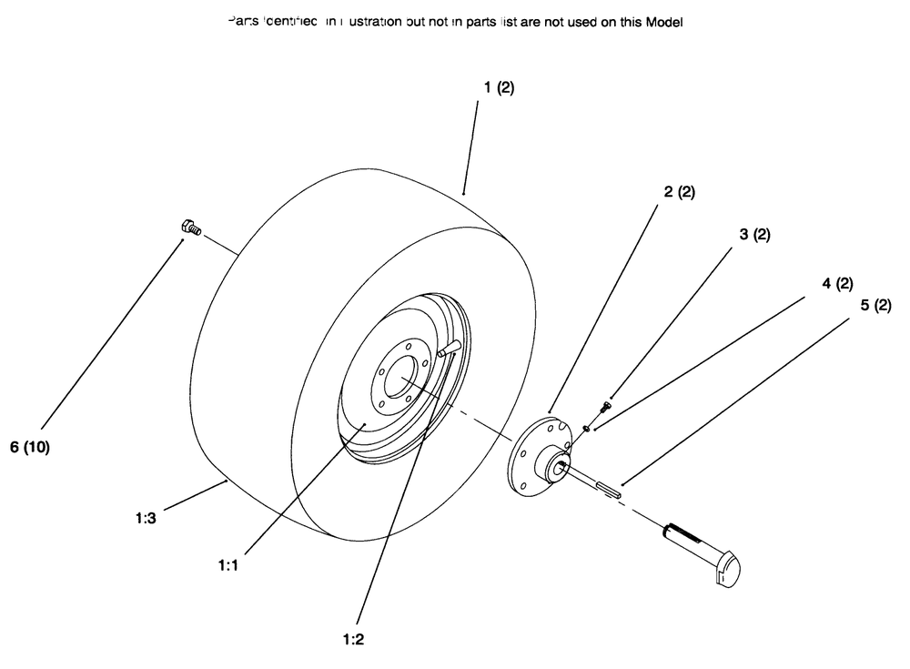 Rear Wheel Diagram and Parts List for 72085 6900001 - 6999999 Toro Lawn Tractor