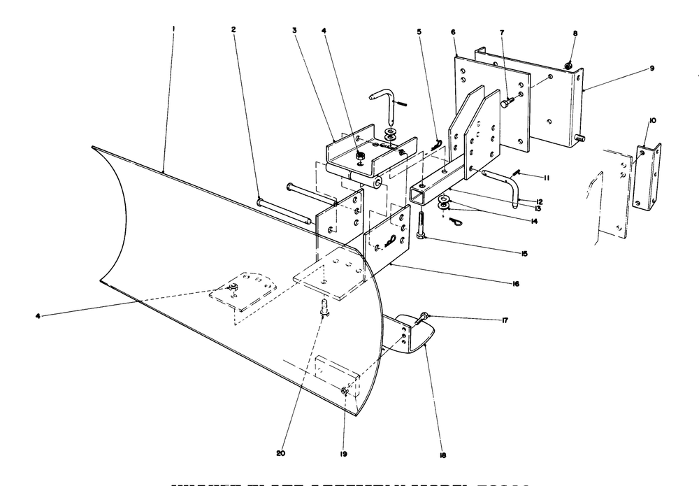 Grader Blade Assembly Model 59099 Diagram and Parts List for 38080 7000001 - 7999999 Toro Snow Blower
