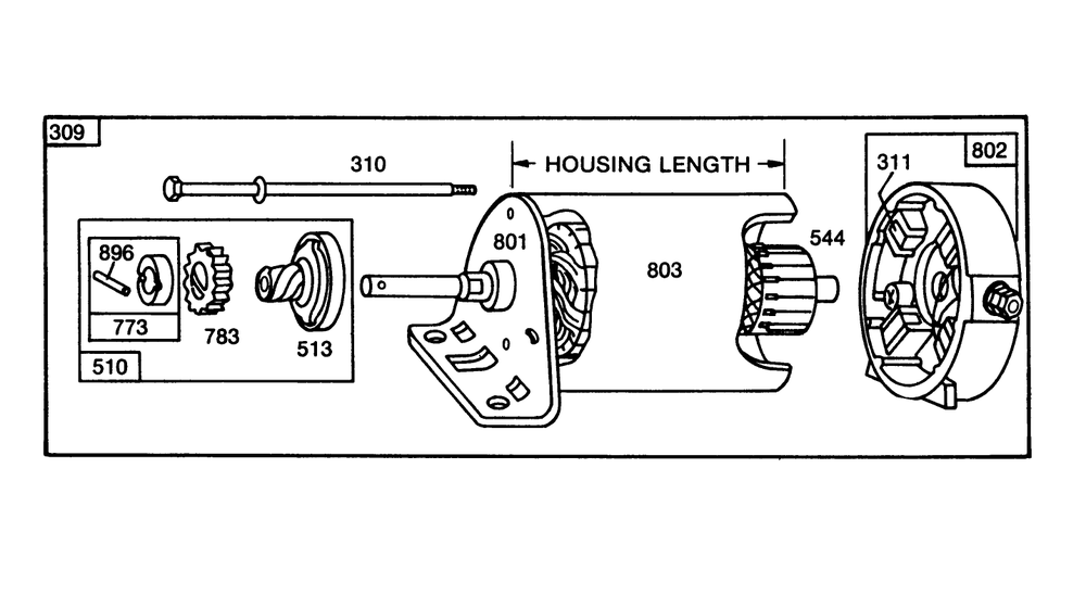 Briggs & Stratton Starter Motor Assembly (For 8 H.P. & 11 H.P. Engines) Diagram and Parts List for 56170 6000001 - 6999999 Toro Lawn Tractor Accessories