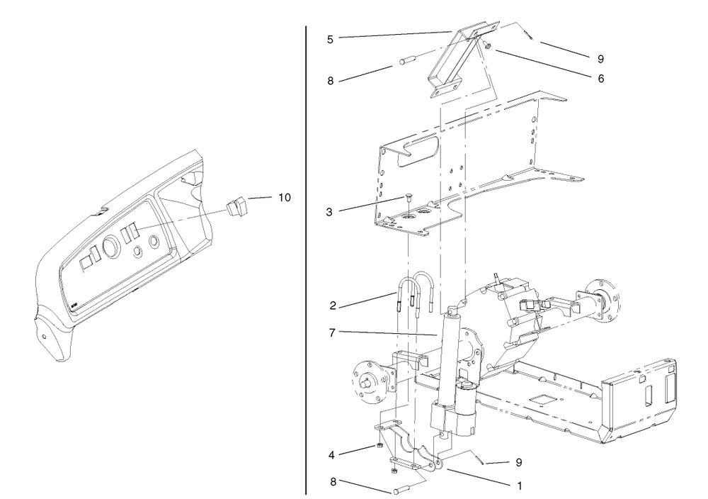 Electric Bed Lift Kit Assembly Diagram and Parts List for 7254  Toro Lawn Tractor Accessories