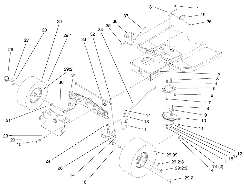 Steering Assembly Diagram and Parts List for 71240 9900001 - 9999999 Toro Lawn Tractor