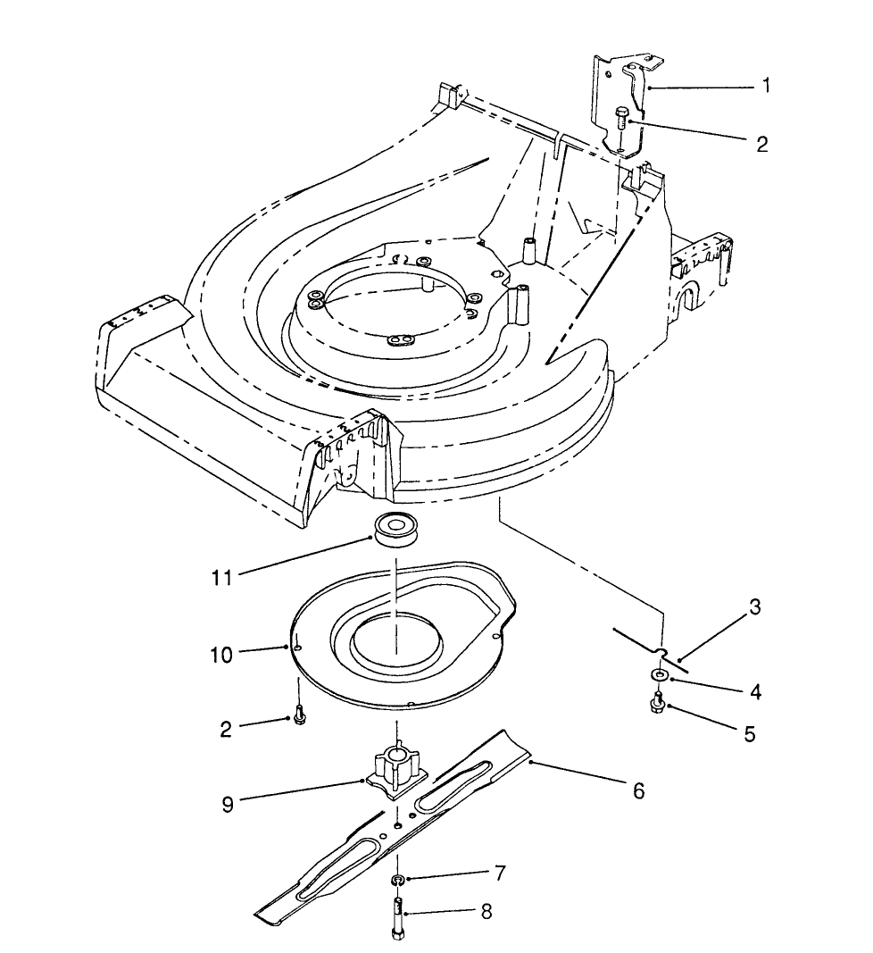 Blade Assembly Diagram and Parts List for 26680WG 0000001 - 0999999 Toro Lawn Mower