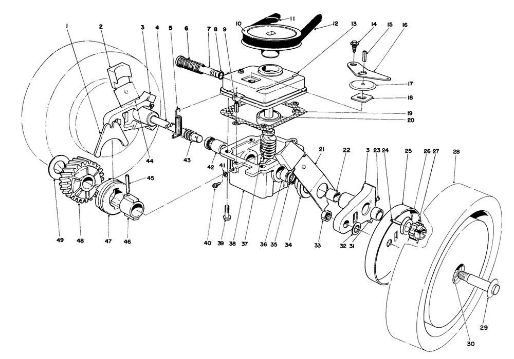 Gear Case Assembly Diagram and Parts List for 16297 3000001 - 3999999 Toro Lawn Mower
