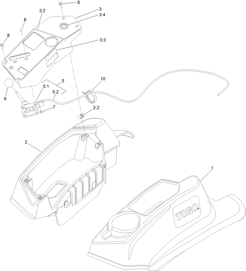 Console And Control Panel Assembly Diagram and Parts List for 75951 400000000-402099999 Toro Lawn Mower