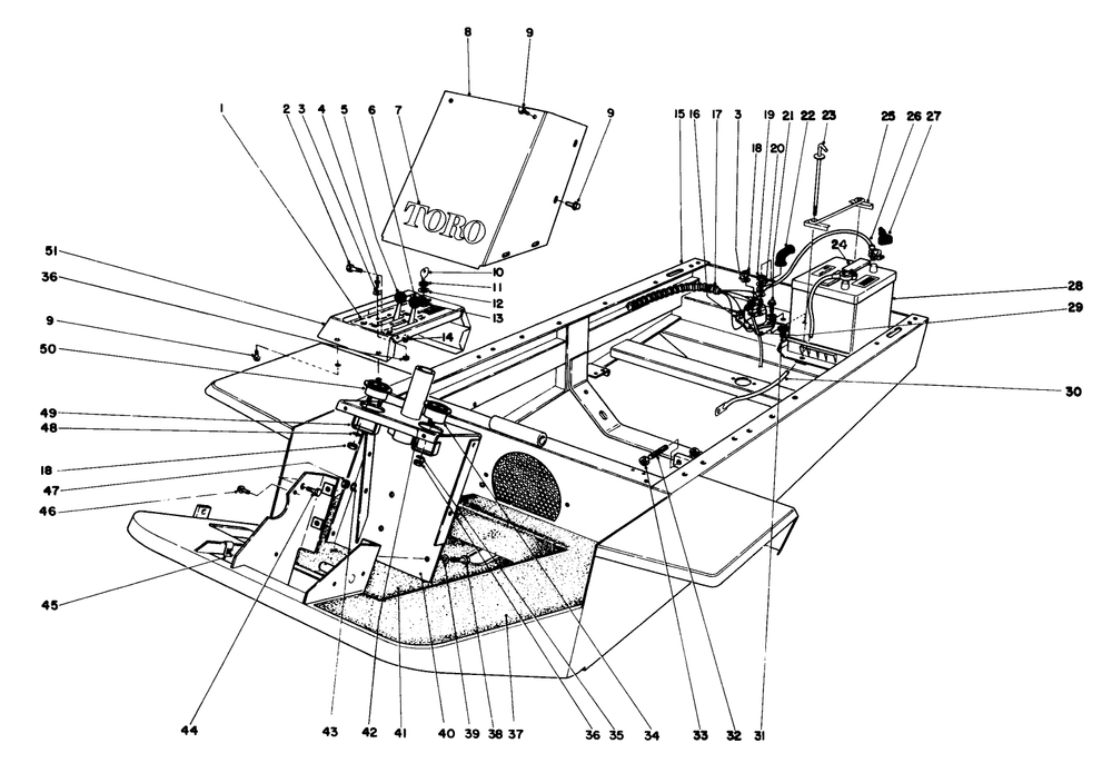 Instrument Panel And Steering Post Assembly Diagram and Parts List for 30775 100001 - 199999 Toro Lawn Tractor