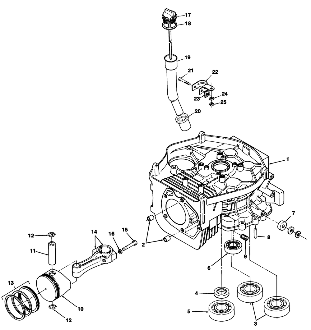 12.5hp Engine Cylinder Block Assembly Diagram and Parts List for 32-10B503 2000001 - 2999999 Toro Lawn Tractor