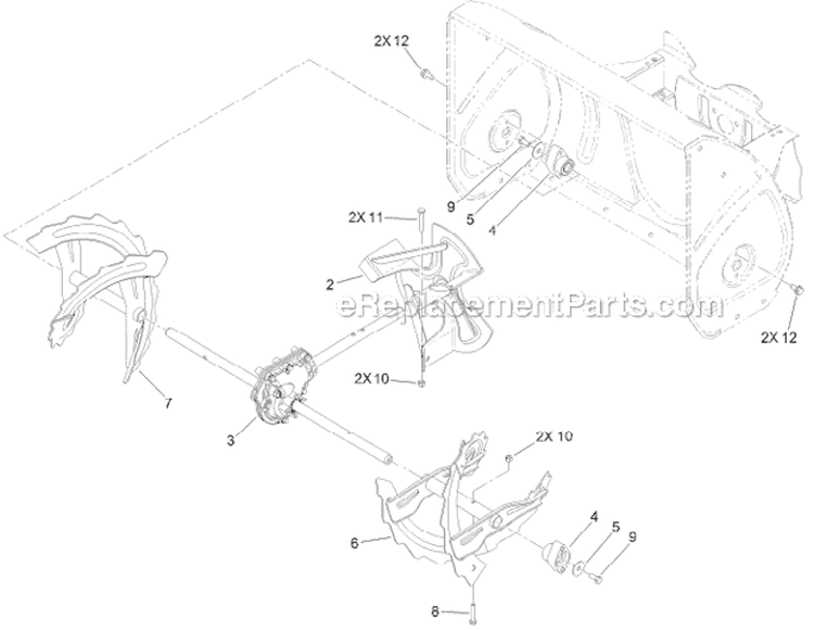 Gearbox Auger and Impeller Diagram and Parts List for 37772 313000001-313999999 - 2013 Toro Snow Blower