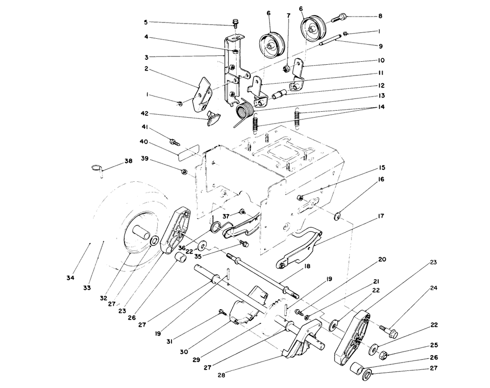 Traction Drive Assembly Diagram and Parts List for 38565 9000001 - 9999999 Toro Snow Blower