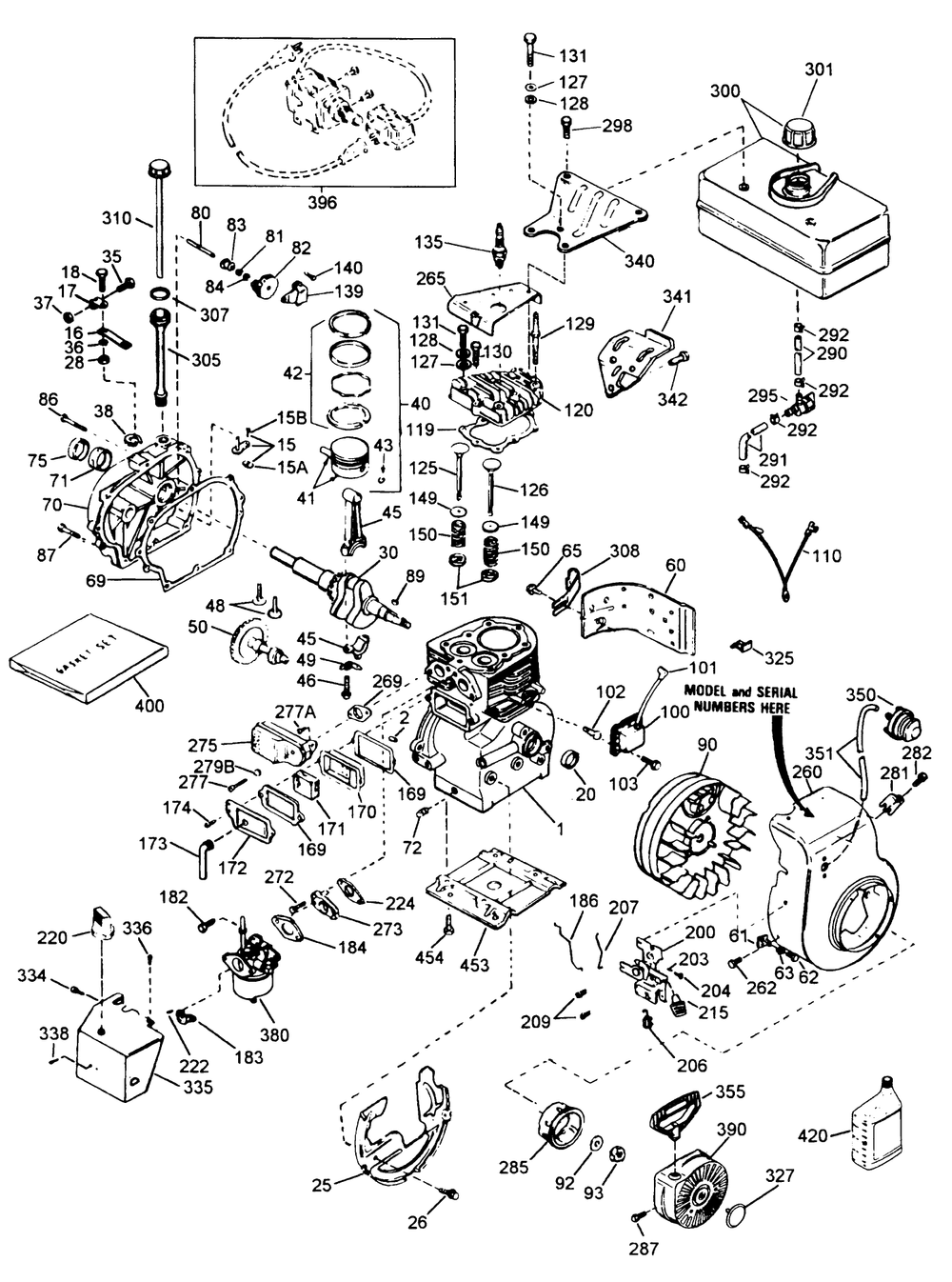 Engine Tecumseh Model Hsk70-130282s Diagram and Parts List for 38072 4900001 - 4999999 Toro Snow Blower