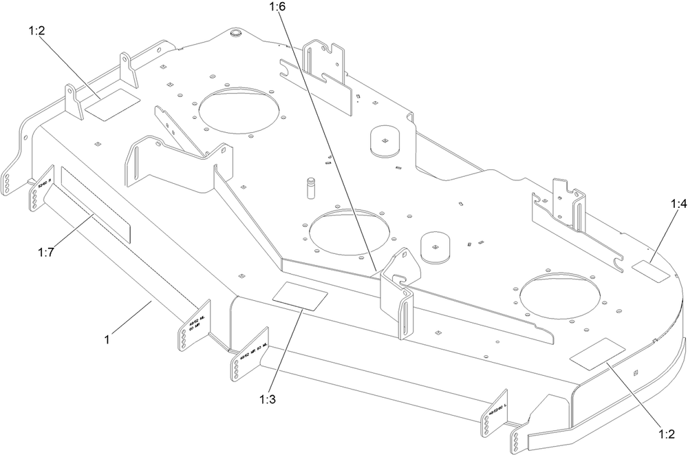 Deck Decal Assembly Diagram and Parts List for 74056TE 409854776-411423980 Toro Lawn Tractor
