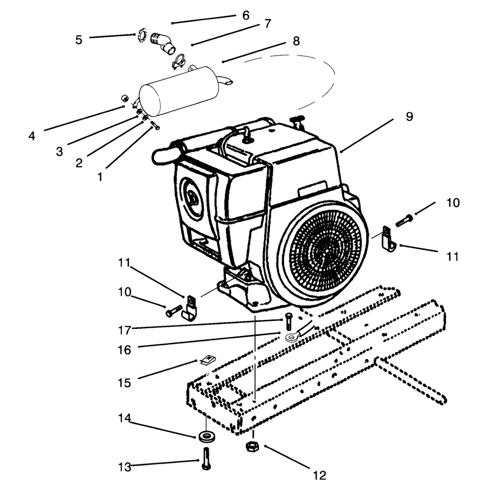 Kohler Engine & Muffler Diagram and Parts List for 73400 6900001 - 6999999 Toro Lawn Tractor