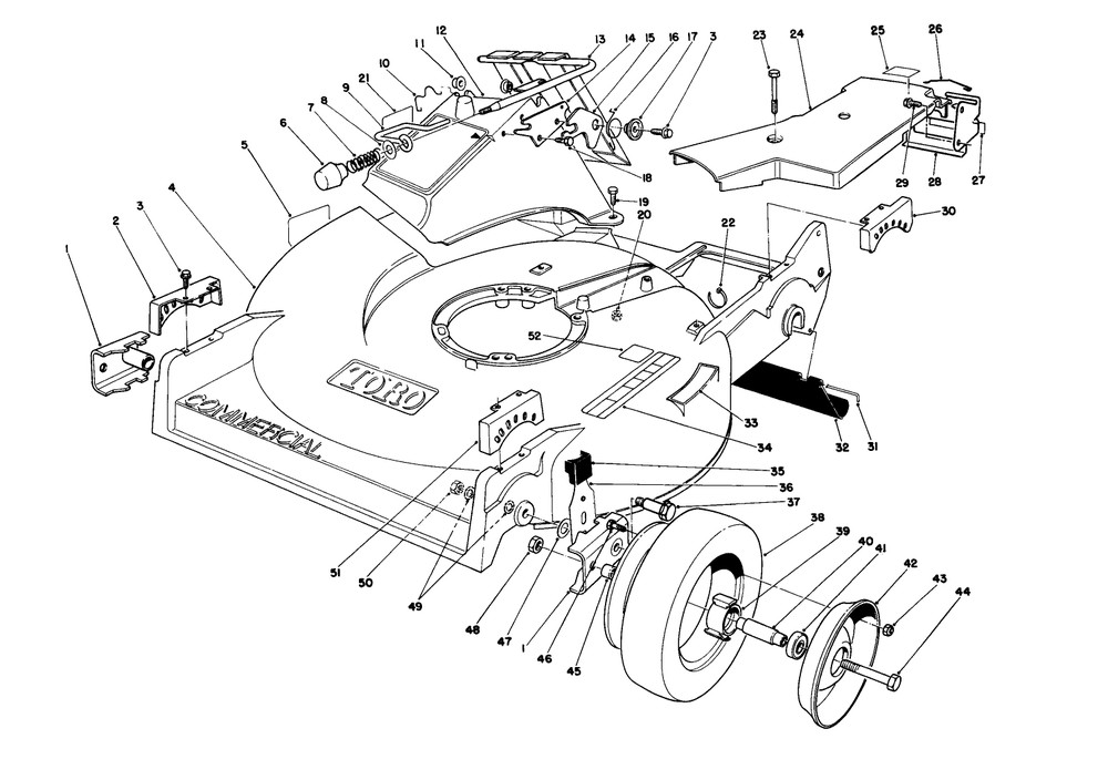 Housing Assembly (Model 22622) Diagram and Parts List for 22622 0000001 - 0999999 Toro Lawn Mower