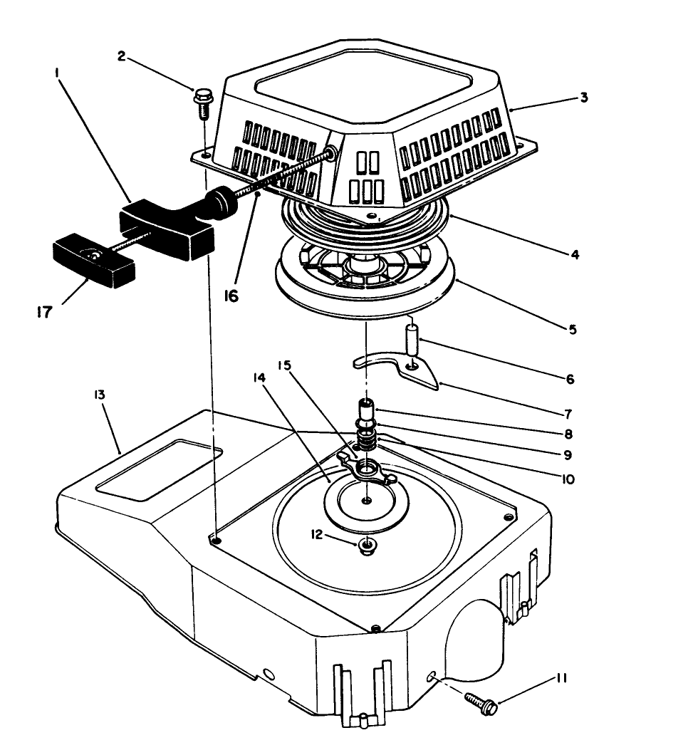 Recoil Assembly (Engine No. Vmj7) Diagram and Parts List for 26625CS 9000001 - 9999999 Toro Lawn Mower