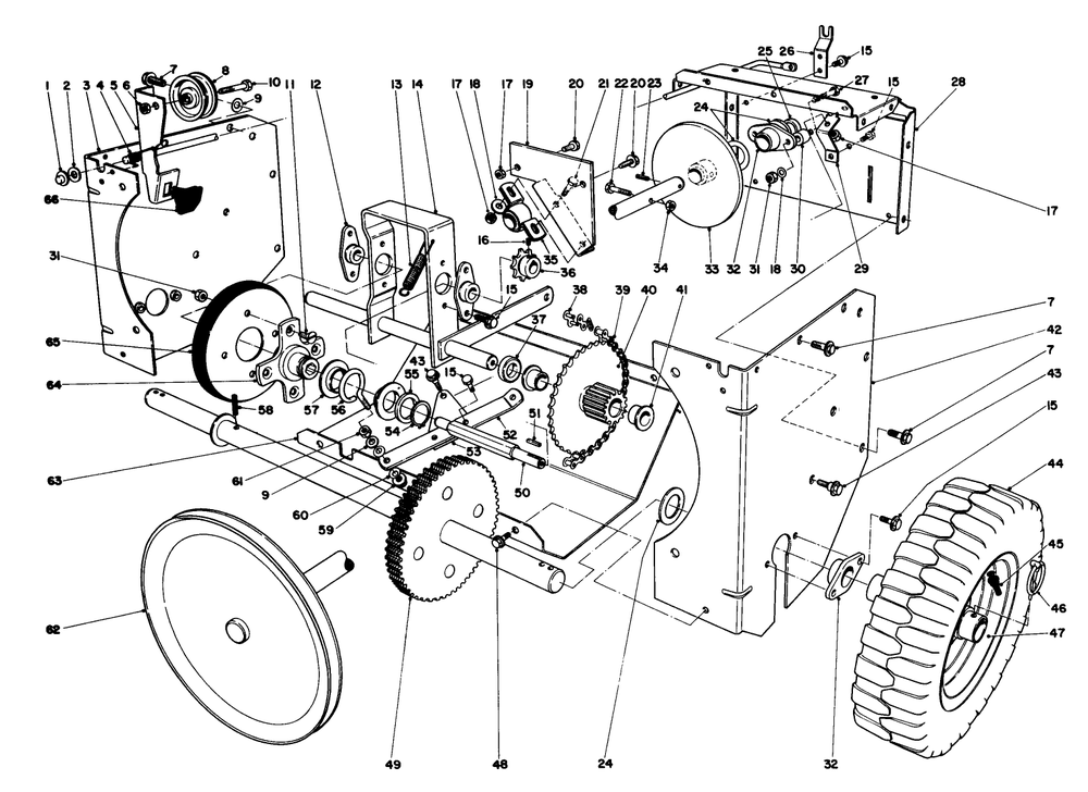 Traction Assembly Diagram and Parts List for 38085 3000001 - 3999999 Toro Snow Blower