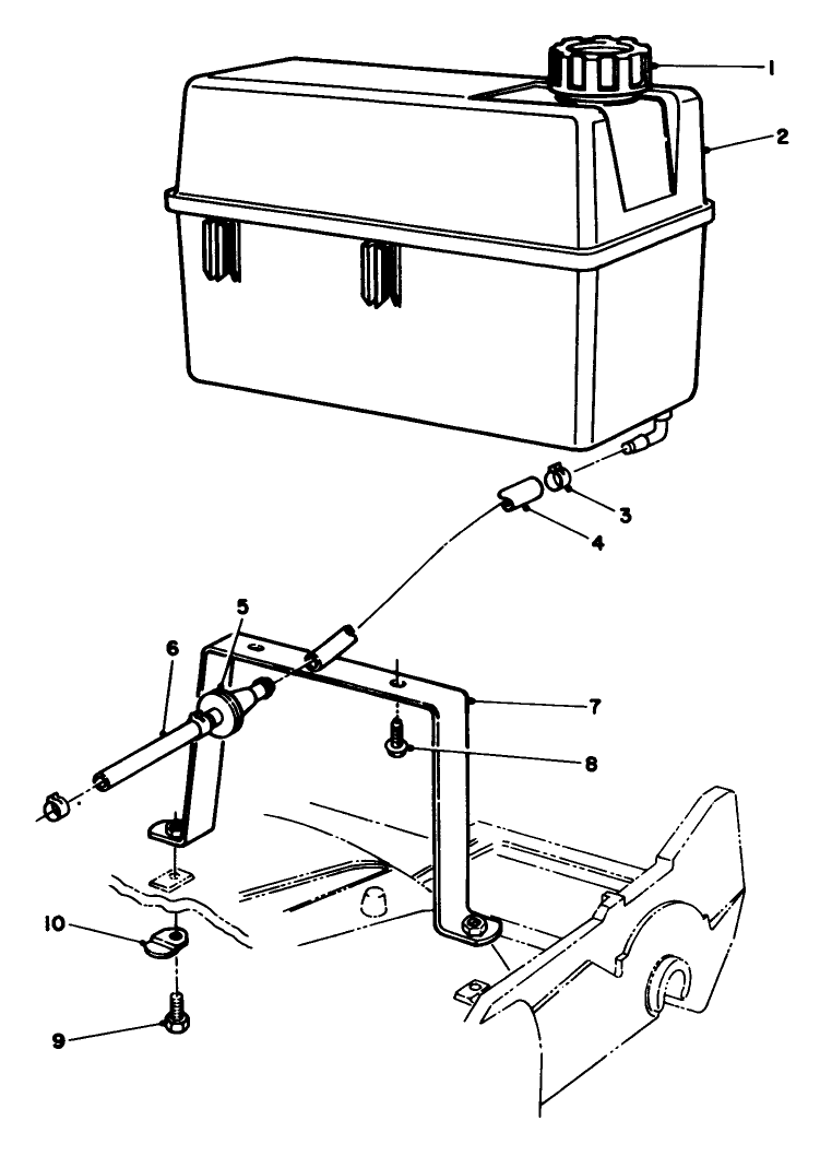 Gas Tank Assembly Diagram and Parts List for 22151 3900001 - 3900855 Toro Lawn Mower