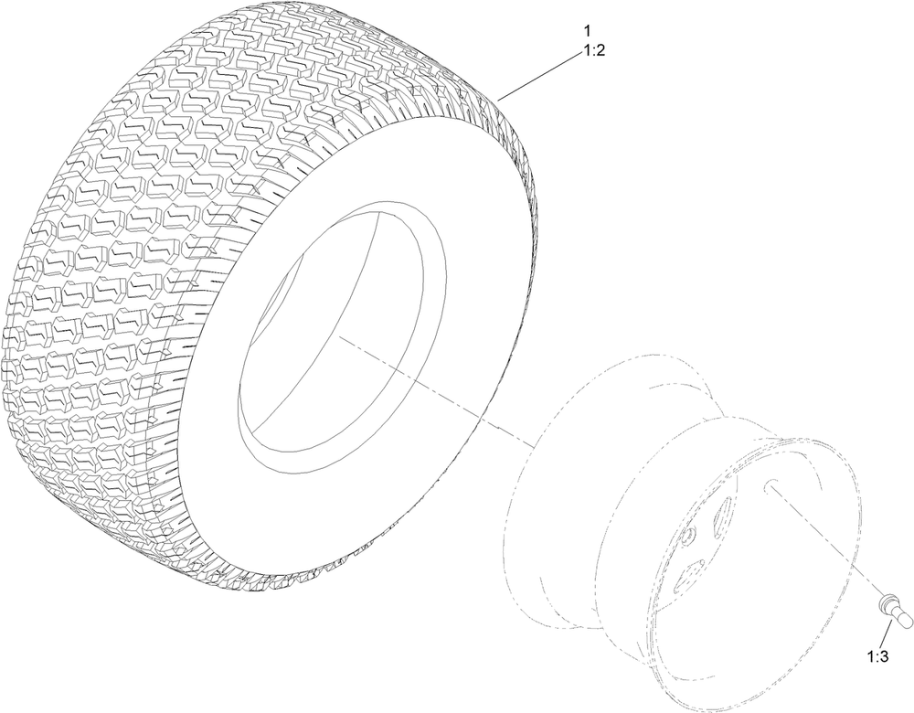 Tire Assembly Diagram and Parts List for 75306 412300000 - 999999999 Toro Lawn Tractor