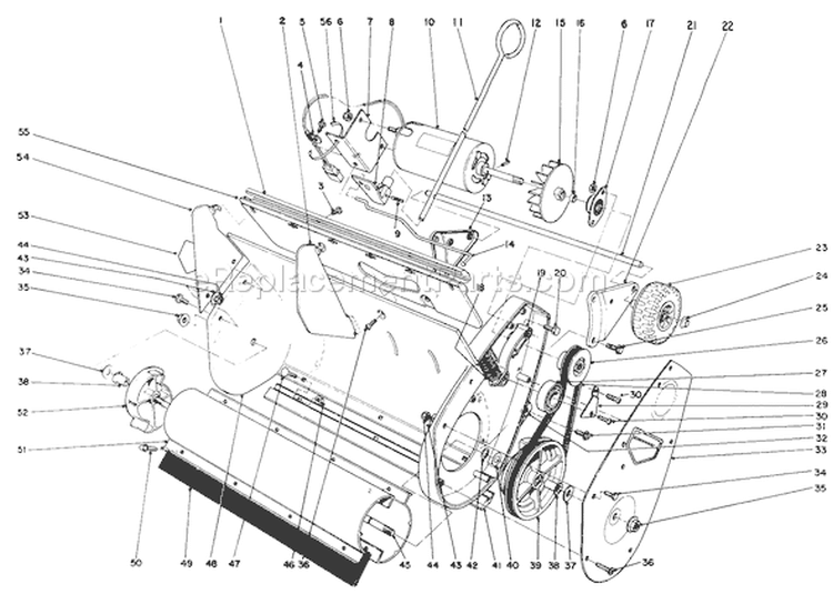 Lower Main Frame Diagram and Parts List for 38000C 9000001-9999999 - 1989 Toro Snow Blower