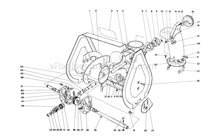 Auger Assembly Diagram and Parts List for 38010 0000001-0999999 - 1980 Toro Snow Blower