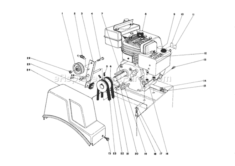 Engine Assembly Diagram and Parts List for 38010 0000001-0999999 - 1980 Toro Snow Blower