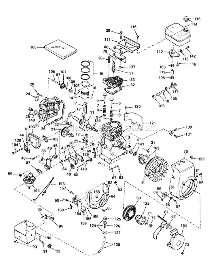Engine Diagram and Parts List for 38015 0000001-0999999 - 1980 Toro Snow Blower