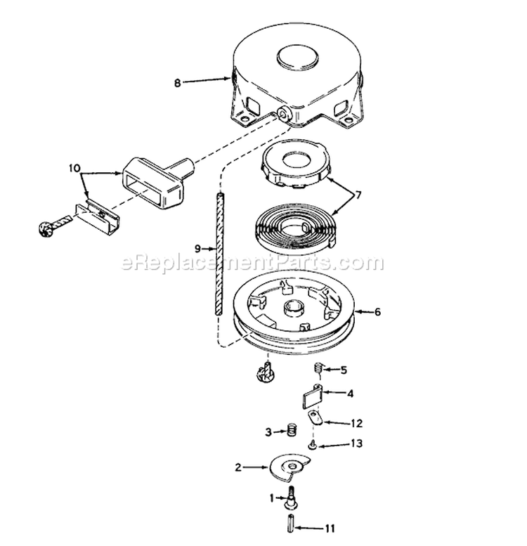 Rewind Starter Diagram and Parts List for 38015 0000001-0999999 - 1980 Toro Snow Blower