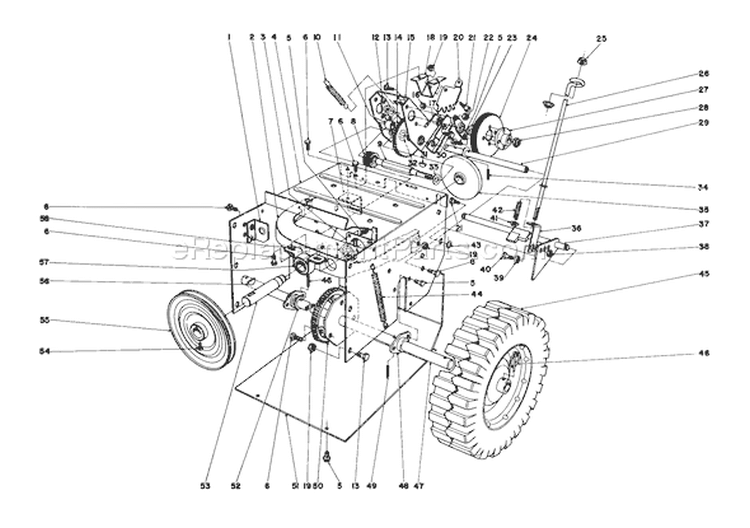 Traction Assembly Diagram and Parts List for 38015 0000001-0999999 - 1980 Toro Snow Blower