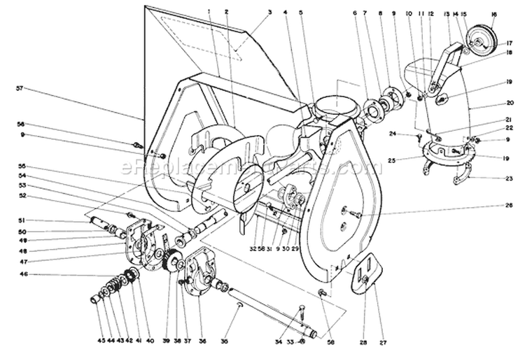 Auger Assembly Diagram and Parts List for 38015 2000001-2999999 - 1982 Toro Snow Blower
