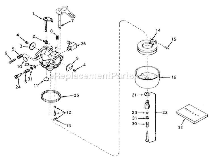 Carburetor Diagram and Parts List for 38015 2000001-2999999 - 1982 Toro Snow Blower